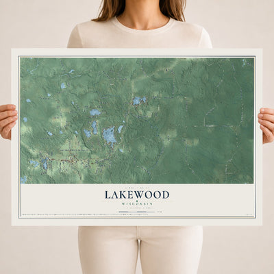 Map of Lakewood, Wisconsin, 18 x 24 inch unframed archival matte print