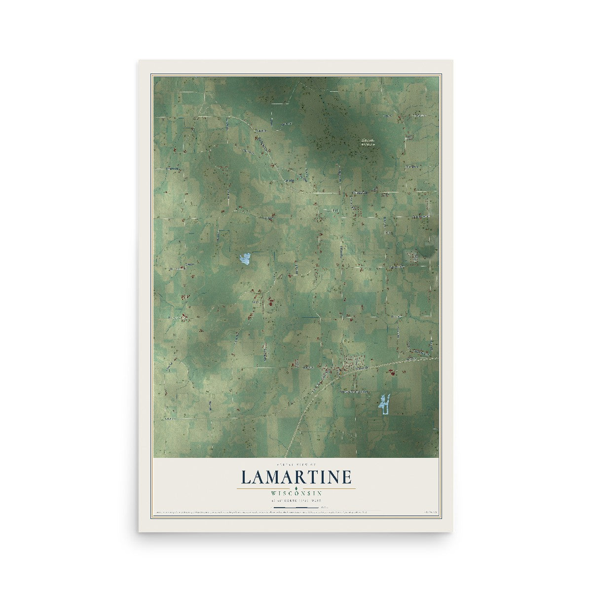 Map of Lamartine, Wisconsin, 12 x 18 inch unframed archival matte print