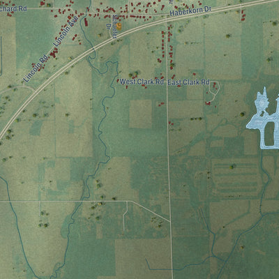 Close-up of the map of Lamartine, Wisconsin print showing street and building detail