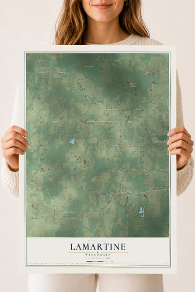 Map of Lamartine, Wisconsin, 18 x 24 inch unframed archival matte print