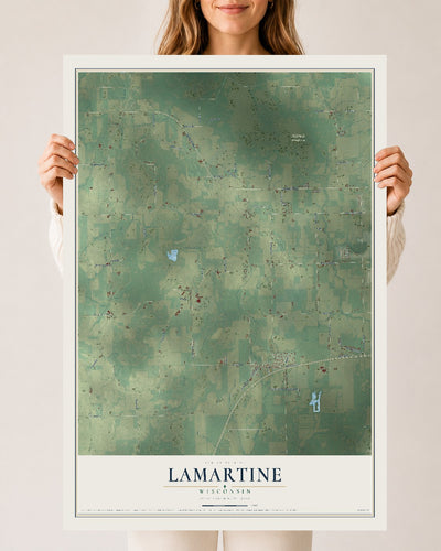 Map of Lamartine, Wisconsin, 24 x 36 inch unframed archival matte print