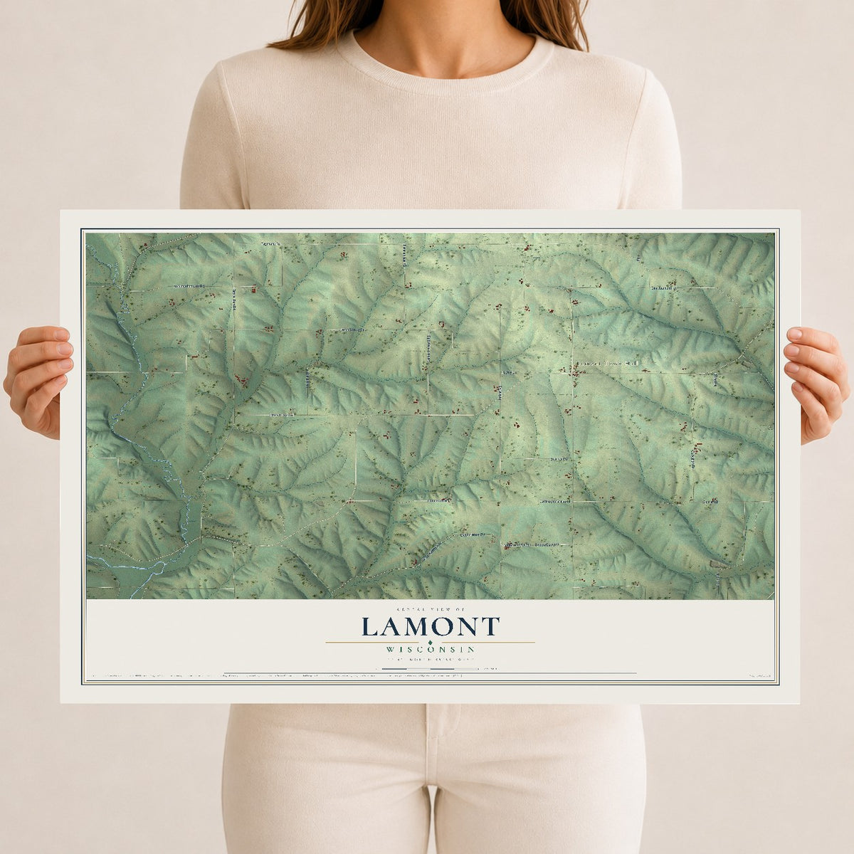 Map of Lamont, Wisconsin, 12 x 18 inch unframed archival matte print