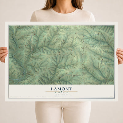 Map of Lamont, Wisconsin, 18 x 24 inch unframed archival matte print