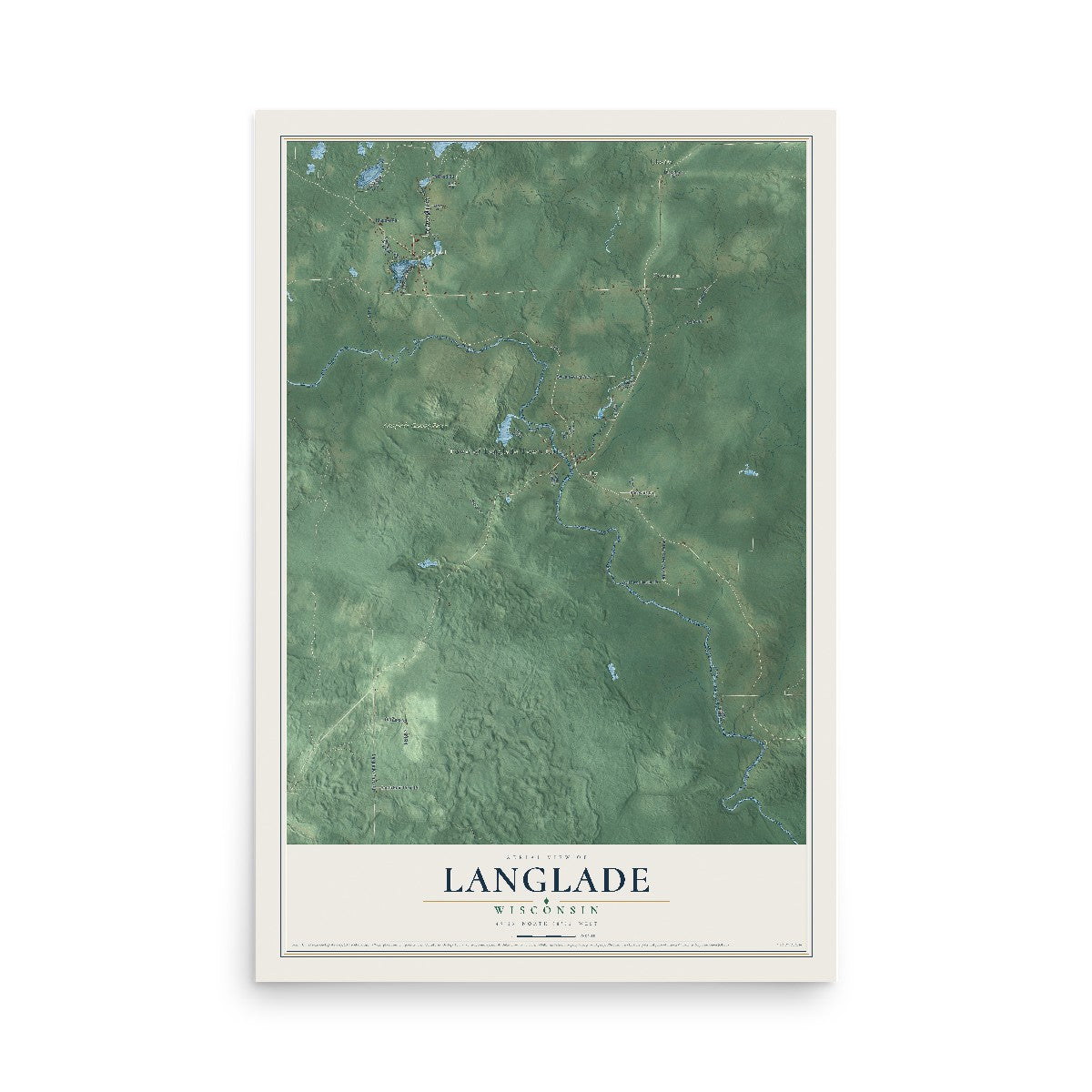 Map of Langlade, Wisconsin, 12 x 18 inch unframed archival matte print