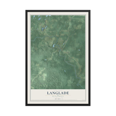 Map of Langlade, Wisconsin, 12 x 18 inch print in a black wood frame