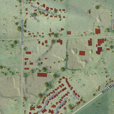 Second close-up of the map of Lannon, Wisconsin print showing more streets and buildings