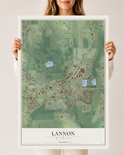 Map of Lannon, Wisconsin, 24 x 36 inch unframed archival matte print