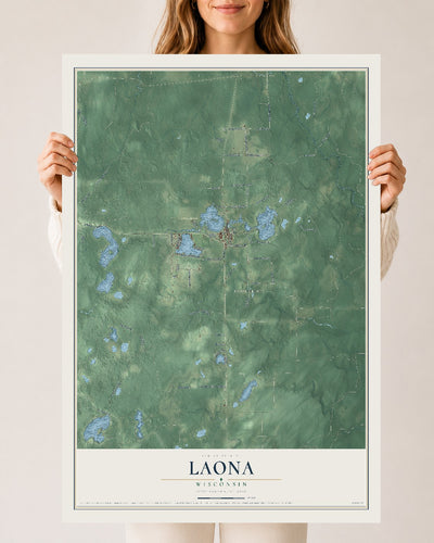 Map of Laona, Wisconsin, 24 x 36 inch unframed archival matte print