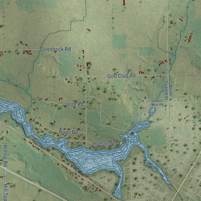 Close-up of the map of Larrabee, Wisconsin print showing street and building detail