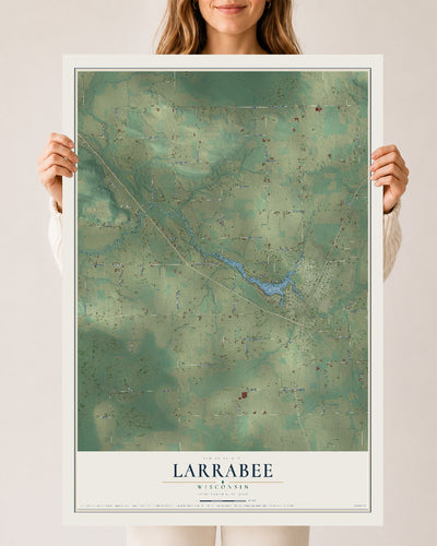 Map of Larrabee, Wisconsin, 24 x 36 inch unframed archival matte print