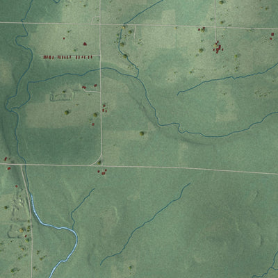 Close-up of the map of Lawrence, Rusk County, Wisconsin print showing street and building detail
