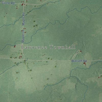 Second close-up of the map of Lawrence, Rusk County, Wisconsin print showing more streets and buildings