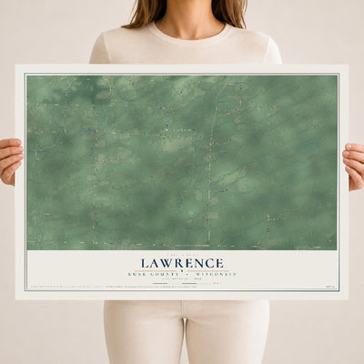 Map of Lawrence, Rusk County, Wisconsin, 18 x 24 inch unframed archival matte print