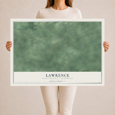 Map of Lawrence, Rusk County, Wisconsin, 24 x 36 inch unframed archival matte print