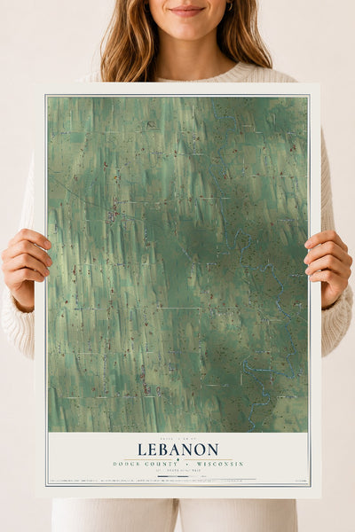 Map of Lebanon, Dodge County, Wisconsin, 18 x 24 inch unframed archival matte print
