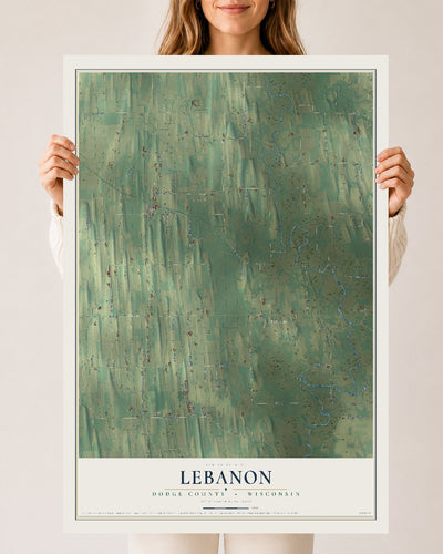 Map of Lebanon, Dodge County, Wisconsin, 24 x 36 inch unframed archival matte print