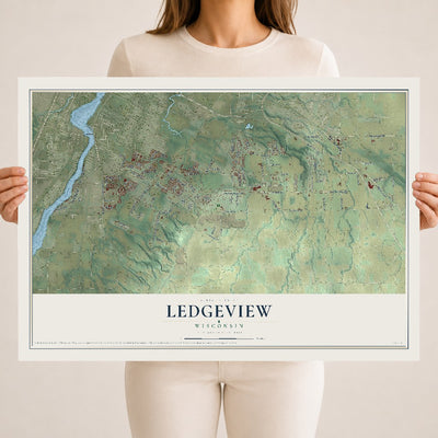 Map of Ledgeview, Wisconsin, 18 x 24 inch unframed archival matte print