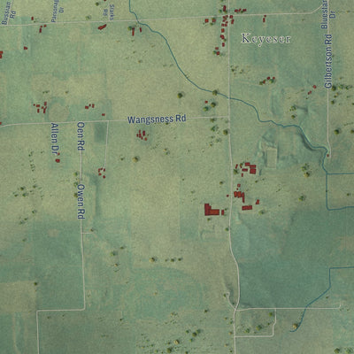 Second close-up of the map of Leeds, Wisconsin print showing more streets and buildings