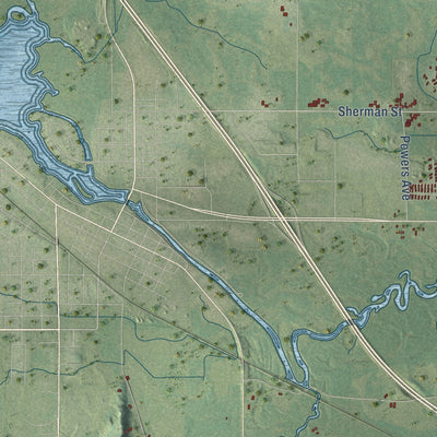 Close-up of the map of Lemonweir, Wisconsin print showing street and building detail