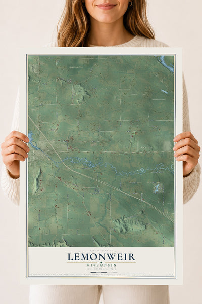 Map of Lemonweir, Wisconsin, 18 x 24 inch unframed archival matte print