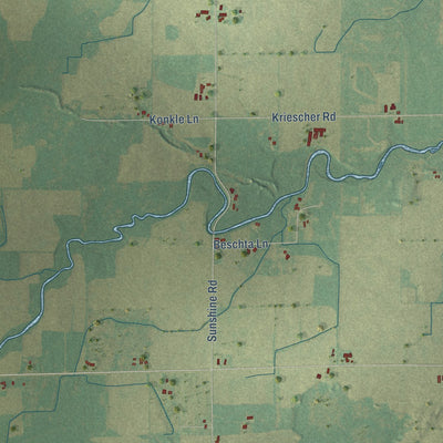 Second close-up of the map of the Town of Lena, Wisconsin print showing more streets and buildings