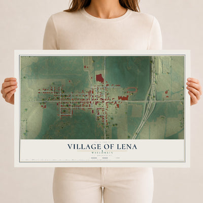 Map of Lena, Wisconsin, 12 x 18 inch unframed archival matte print