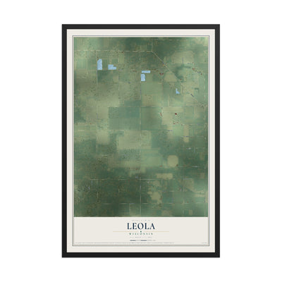 Map of Leola, Wisconsin, 12 x 18 inch print in a black wood frame