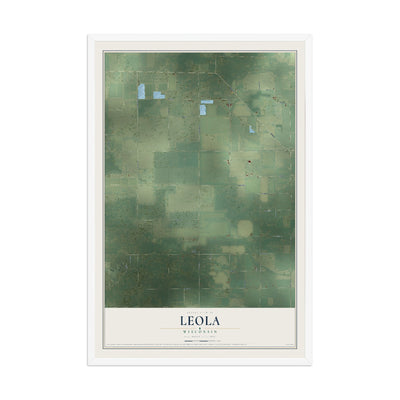 Map of Leola, Wisconsin, 12 x 18 inch print in a white wood frame