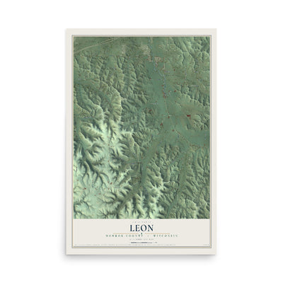 Map of Leon, Monroe County, Wisconsin, 12 x 18 inch unframed archival matte print