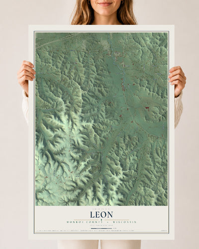 Map of Leon, Monroe County, Wisconsin, 24 x 36 inch unframed archival matte print