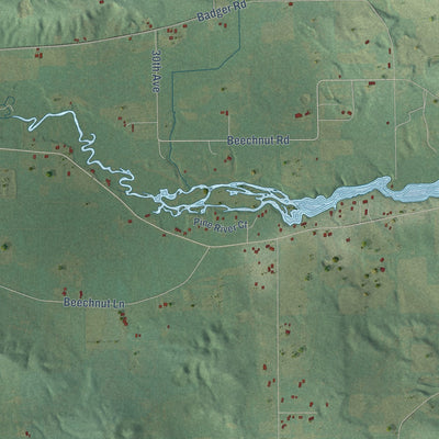 Second close-up of the map of Leon, Waushara County, Wisconsin print showing more streets and buildings