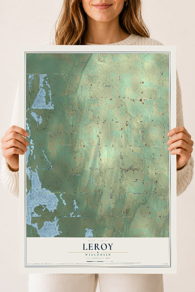 Map of Leroy, Wisconsin, 18 x 24 inch unframed archival matte print