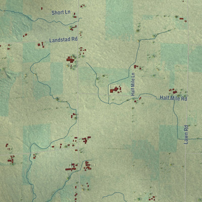 Close-up of the map of Lessor, Wisconsin print showing street and building detail