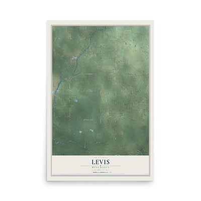 Map of Levis, Wisconsin, 12 x 18 inch unframed archival matte print