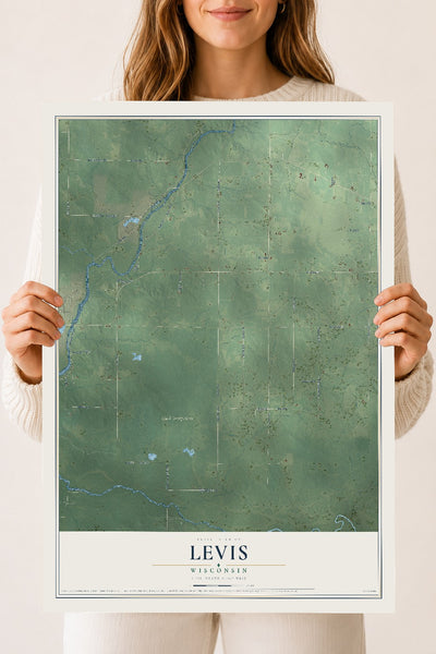 Map of Levis, Wisconsin, 18 x 24 inch unframed archival matte print