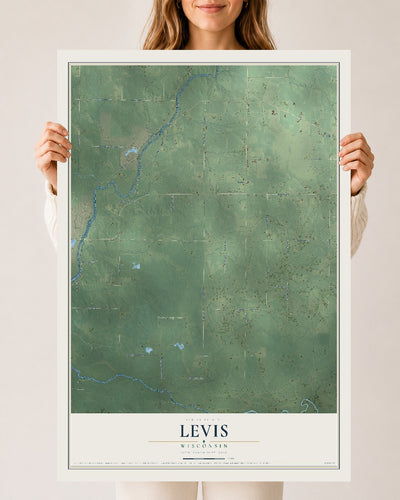 Map of Levis, Wisconsin, 24 x 36 inch unframed archival matte print