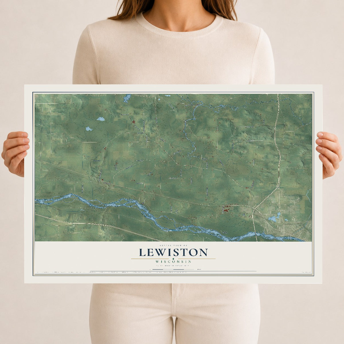 Map of Lewiston, Wisconsin, 12 x 18 inch unframed archival matte print