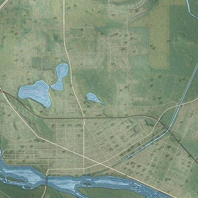 Close-up of the map of Lewiston, Wisconsin print showing street and building detail