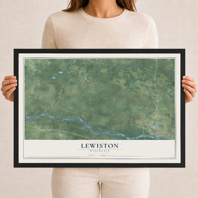 Map of Lewiston, Wisconsin, 12 x 18 inch print in a black wood frame