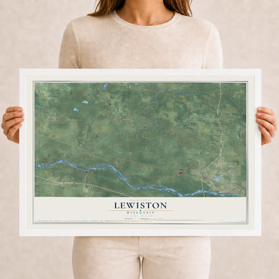 Map of Lewiston, Wisconsin, 12 x 18 inch print in a white wood frame
