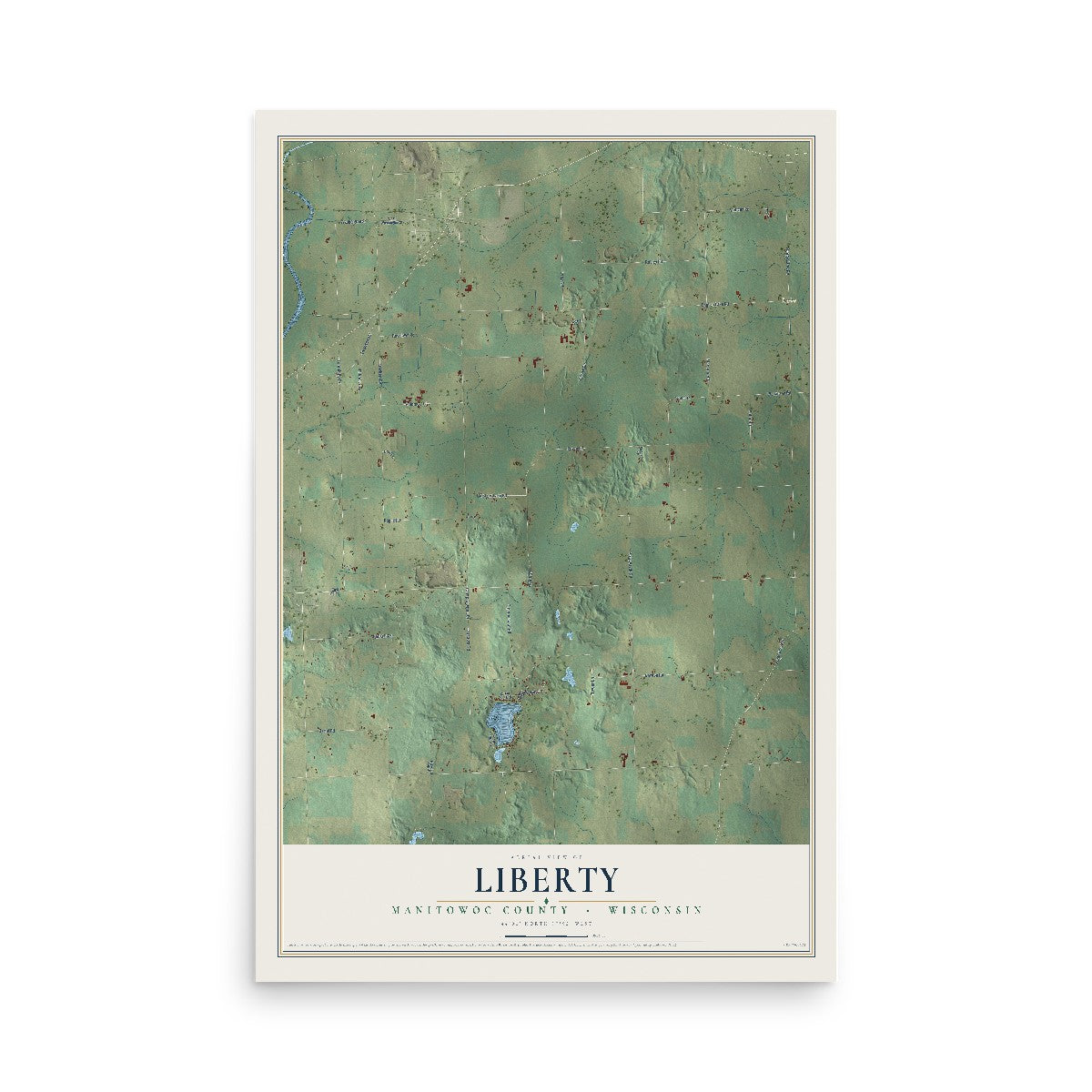 Map of Liberty, Manitowoc County, Wisconsin, 12 x 18 inch unframed archival matte print