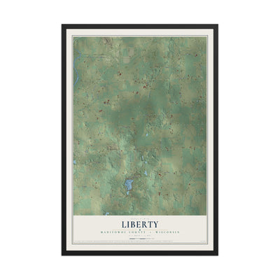 Map of Liberty, Manitowoc County, Wisconsin, 12 x 18 inch print in a black wood frame