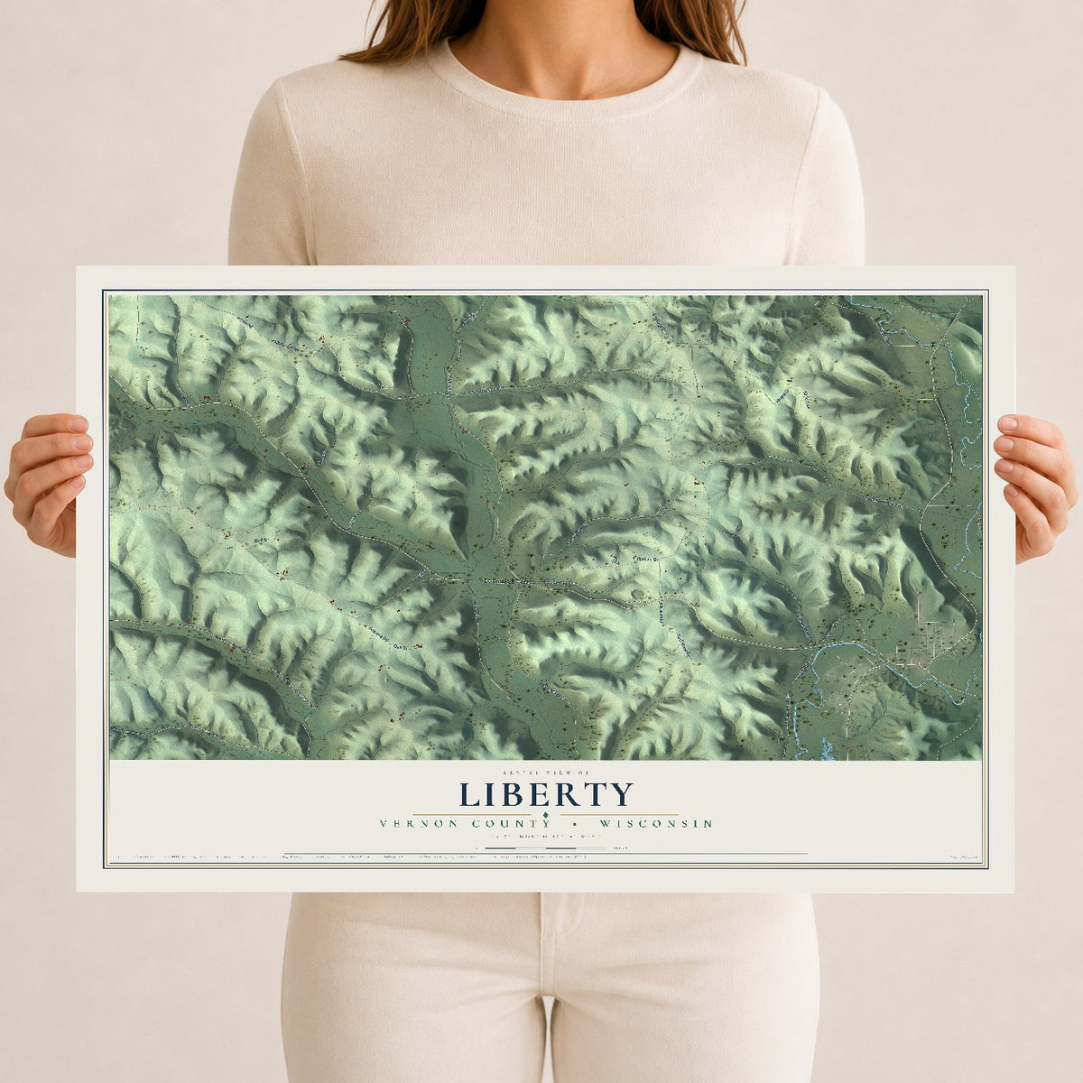 Map of Liberty, Vernon County, Wisconsin, 12 x 18 inch unframed archival matte print