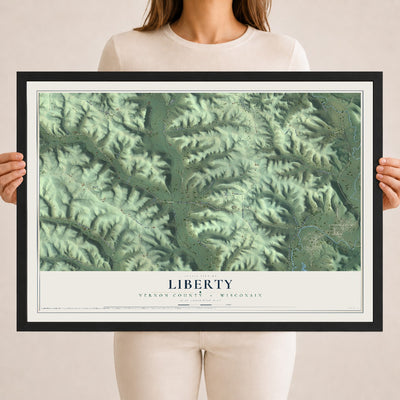 Map of Liberty, Vernon County, Wisconsin, 18 x 24 inch print in a black wood frame