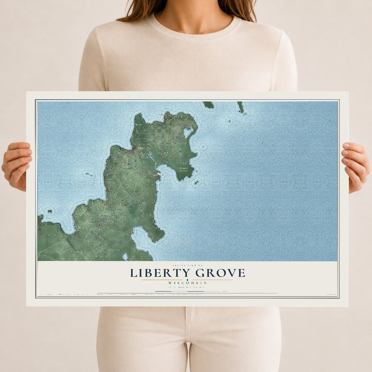 Map of Liberty Grove, Wisconsin, 12 x 18 inch unframed archival matte print