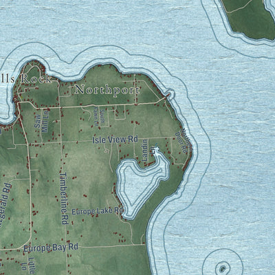 Close-up of the map of Liberty Grove, Wisconsin print showing street and building detail