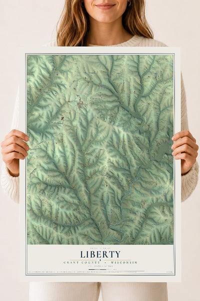 Map of Liberty, Grant County, Wisconsin, 18 x 24 inch unframed archival matte print