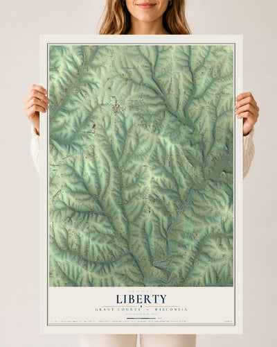 Map of Liberty, Grant County, Wisconsin, 24 x 36 inch unframed archival matte print
