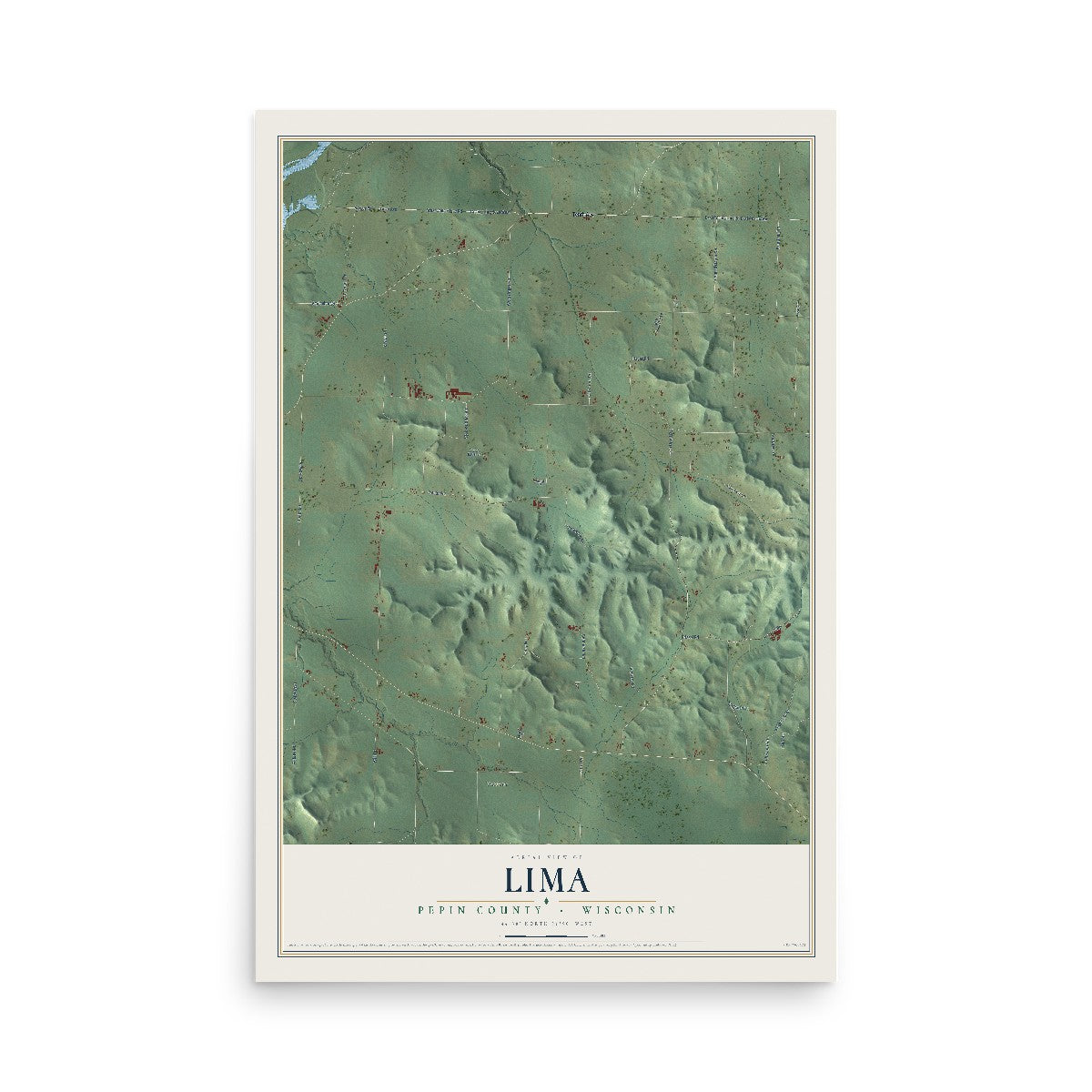 Map of Lima, Pepin County, Wisconsin, 12 x 18 inch unframed archival matte print