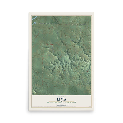 Map of Lima, Pepin County, Wisconsin, 12 x 18 inch unframed archival matte print